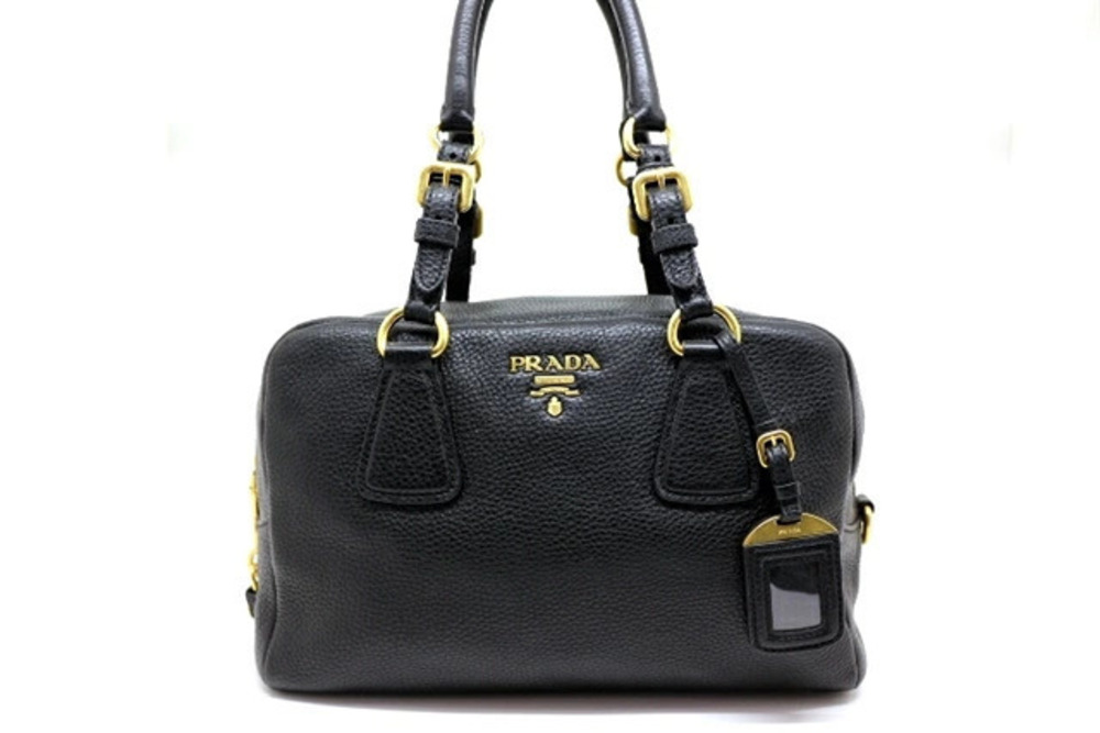 Prada Bag Shoulder Boston Leather Black